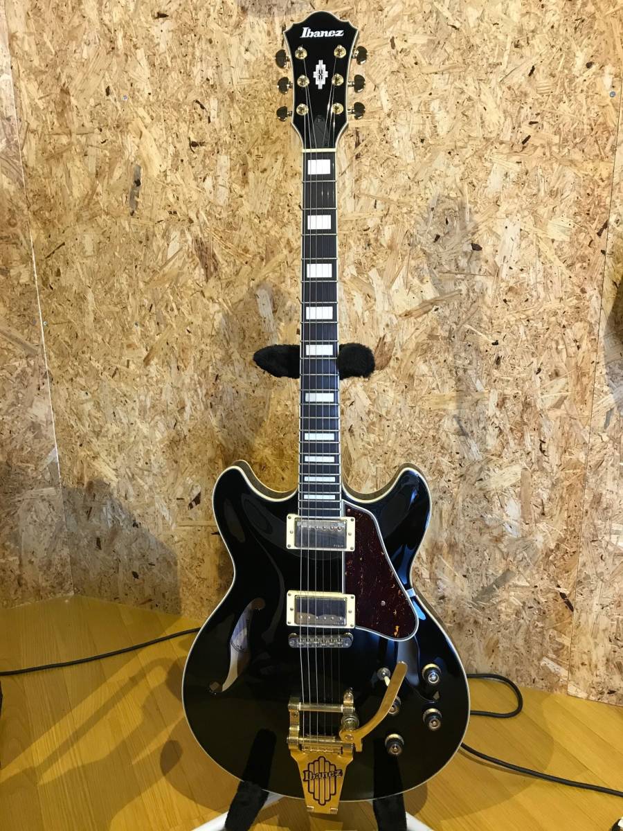 最終値下げ Ibanez as93tg-bk 美品 Ibanez エレキギター⁄セミアコ⁄黒系⁄HH⁄ビグスビー⁄AS93TG AS93TG 指