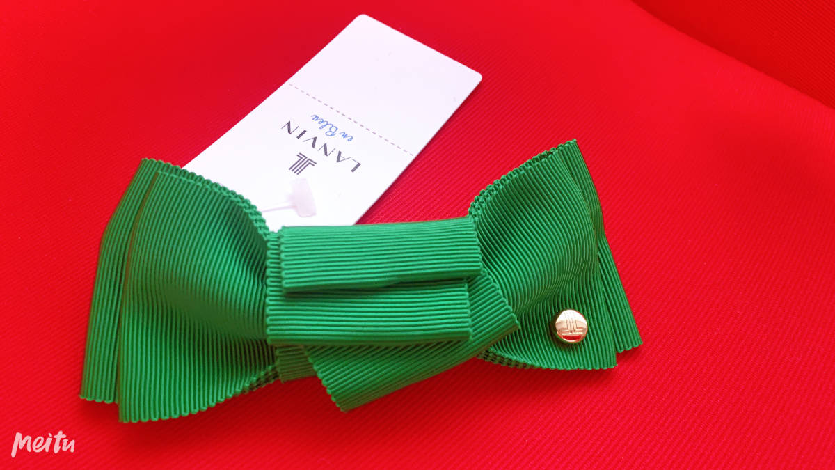 ランバンオンブルー リボンバレッタ グリーン LANVIN en Bleu ランバン