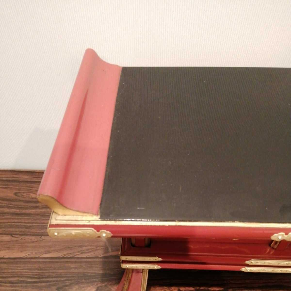 経机 仏具 法事 前机 天板シート2枚付 赤漆 木製 仏教美術