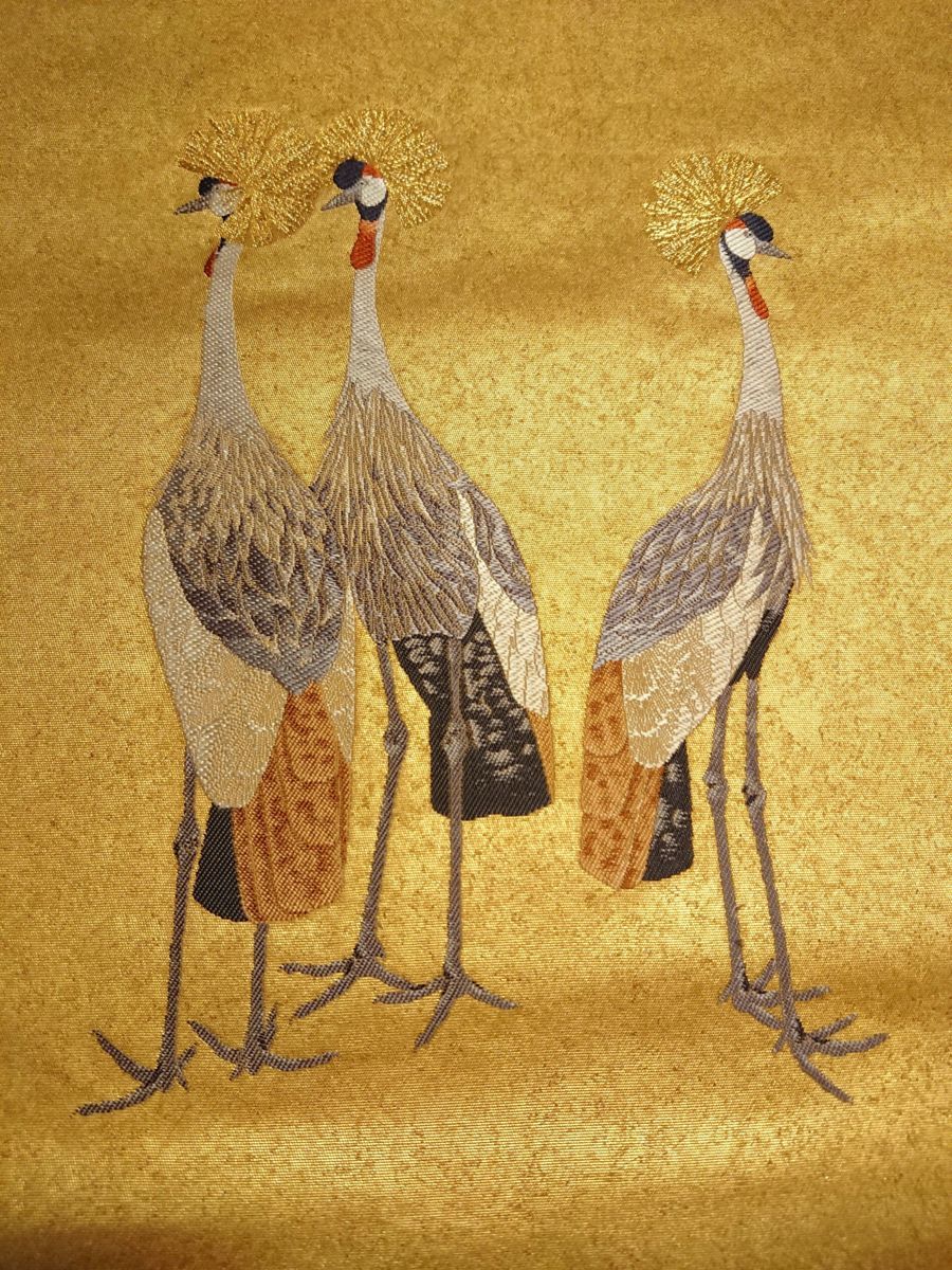 上村松篁 花鳥の世界 六通袋帯 A 184袋帯 六通柄 スクイ 刺繍 花草 