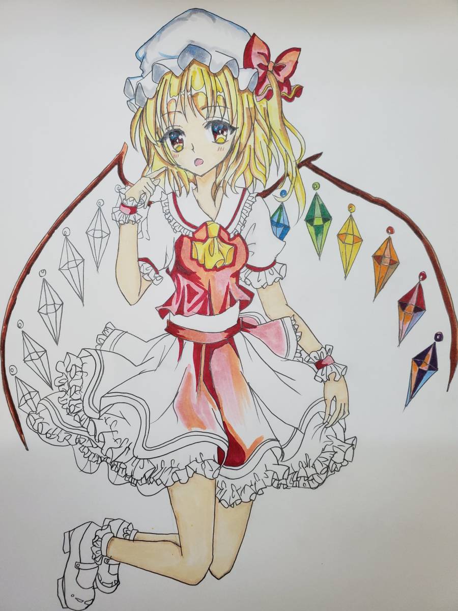 東方Project】フランドール・スカーレット☆手描きイラスト A4サイズ