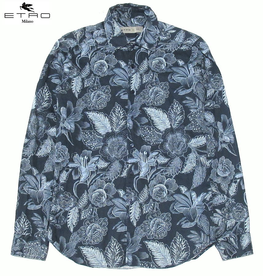 イタリア製 ETRO エトロ 高級 ボタニカル 花柄 総柄デザイン 長袖
