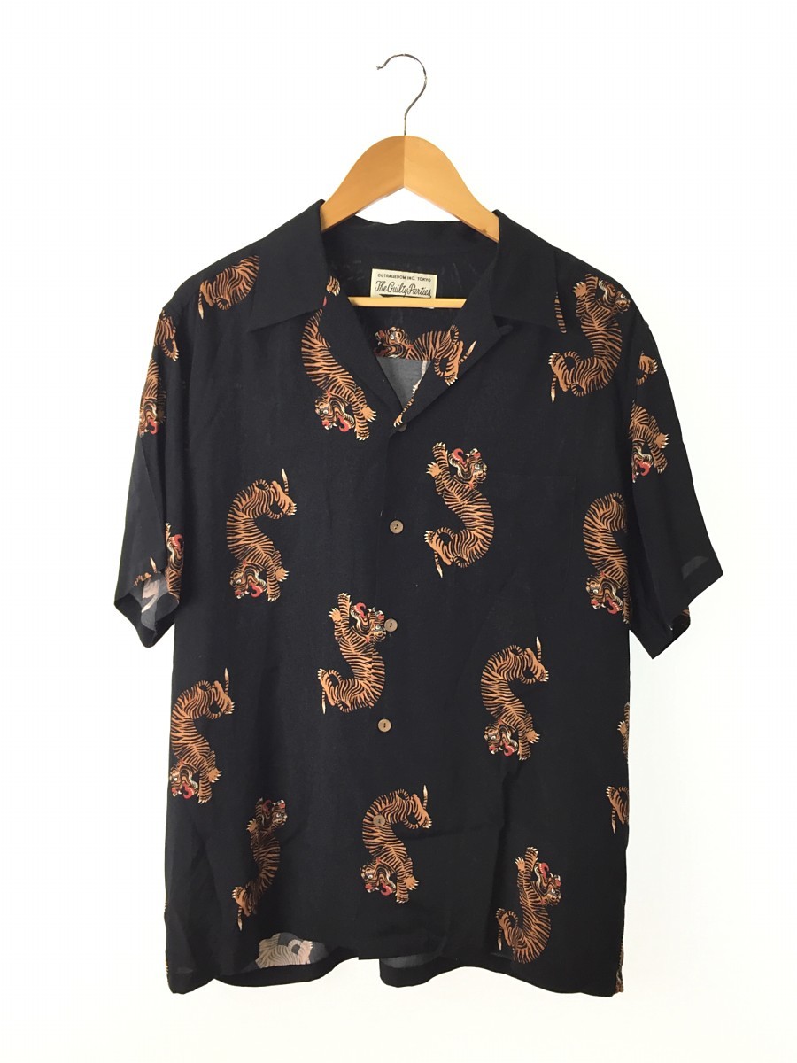 WACKO MARIA◆20SS/タイガー柄ハワイアンシャツ/半袖シャツ/XL/レーヨン/BLK/総柄