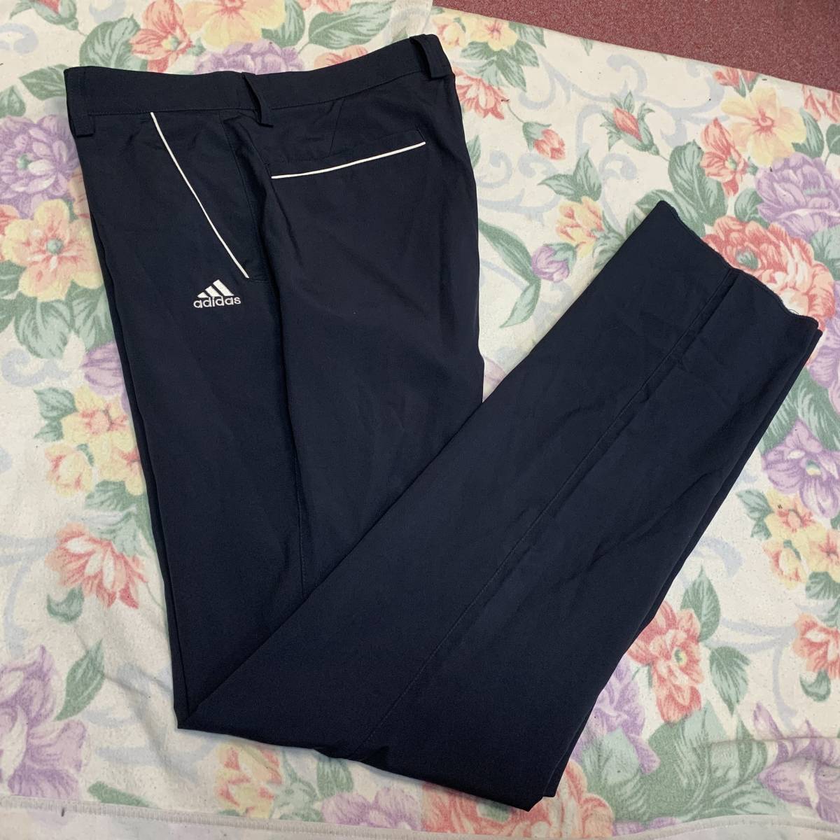 新品，HOT /サイズ/79 80ｃｍ adidas GOLF/アデイダス 春夏モデル/ホワイトパイピングライン/4ＰストレッチGOLFパンツ ネイビー/紺(78cm～)｜売買されたオークション情報、yahooの商品情報をアーカイブ公開 - パンツ、スラックス