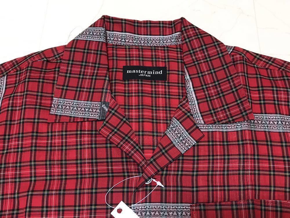 希少 identity期 mastermind JAPAN スカル 刺繍 チェック シャツ S RED 