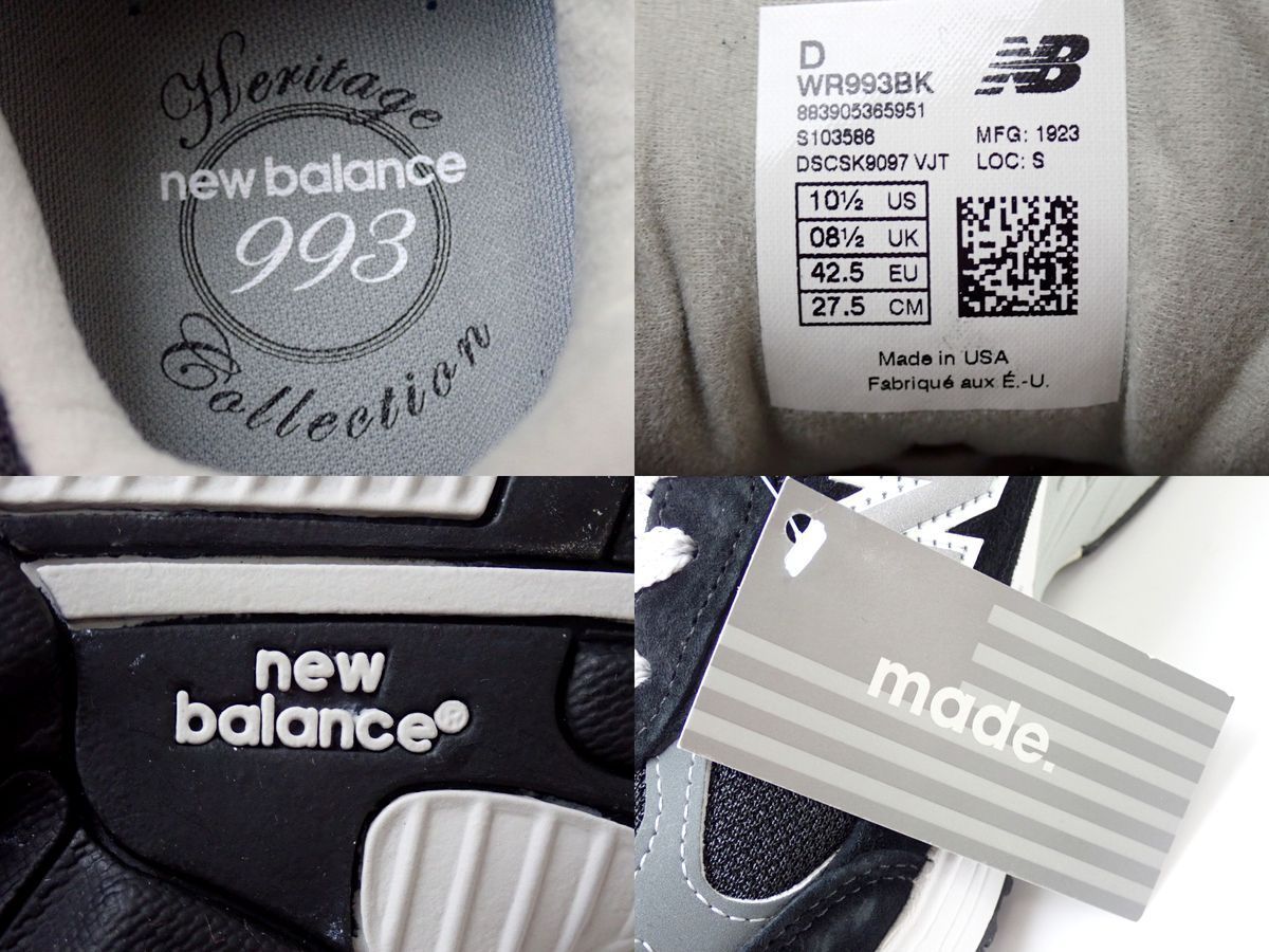 □未使用 New Balance 993 Black 生産終了 ニューバランス WR993 BK D 