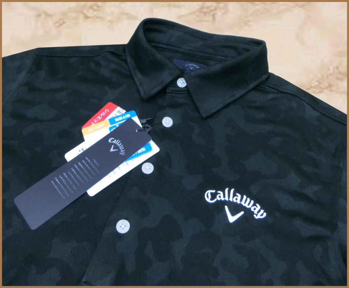 大人気，新作 正規品/ キャロウェイゴルフシャツCallaway UVカット吸汗速乾 半袖ストレッチ シャドー迷彩カモフラージュ柄 L黒 定価:11 000円(キャロウェイ)｜売買されたオークション情報、yahooの商品情報を シャツ