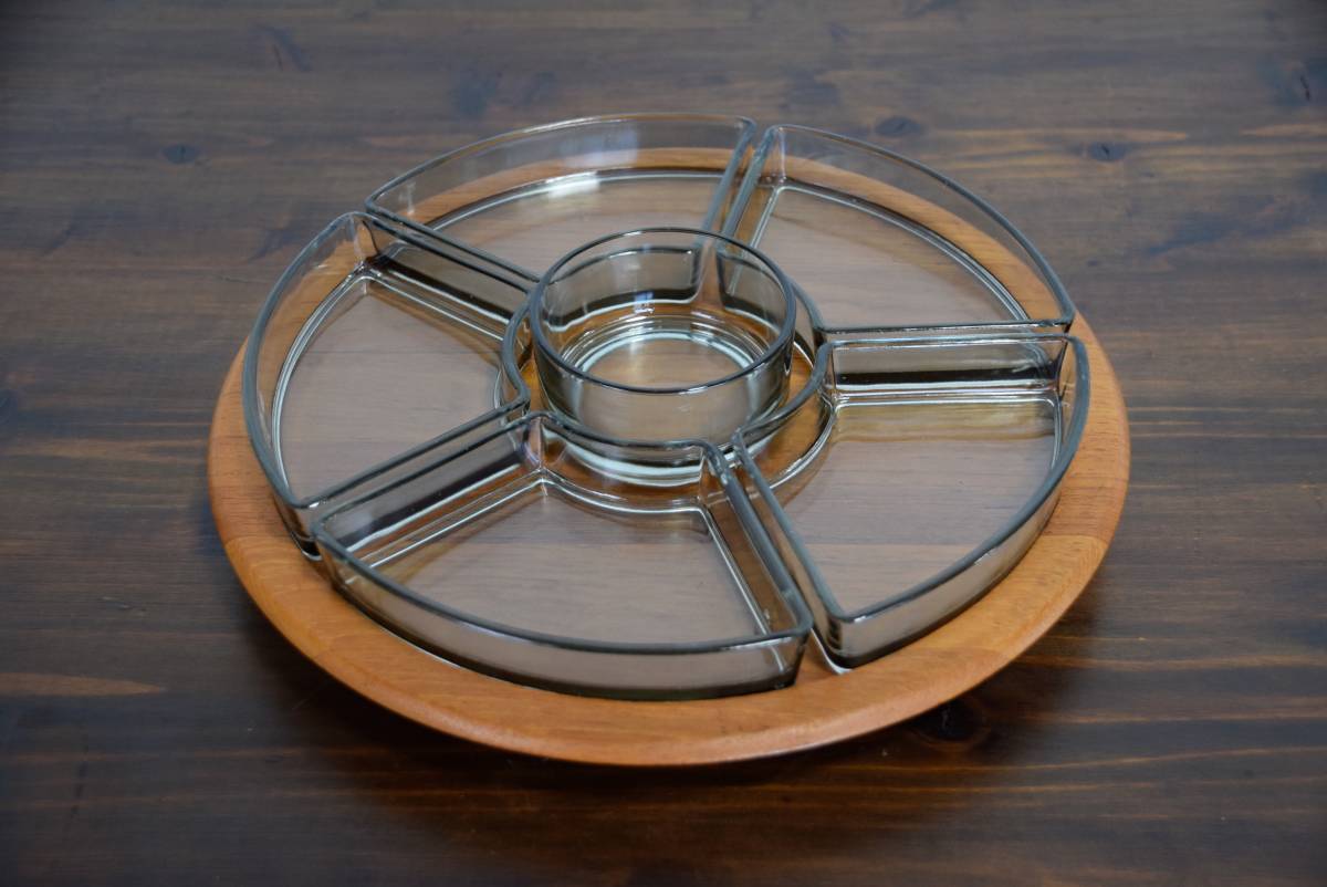 ☆【VINTAGE】DIGSMED ディグスメッド 回転トレイ 60's チーク ウッド