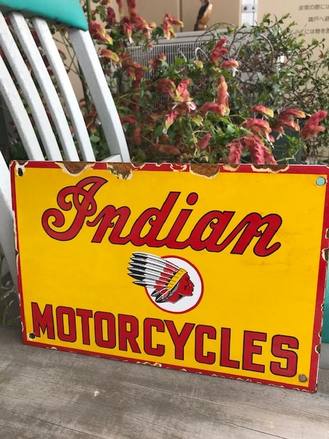 インディアン Indian ホーロー看板 40' ビンテージ インディアン