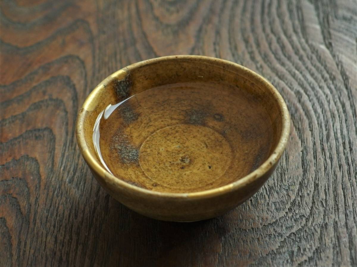 古瀬戸 美濃焼 桃山〜江戸初期 鉄絵筒盃 ぐい呑 箱付 y62