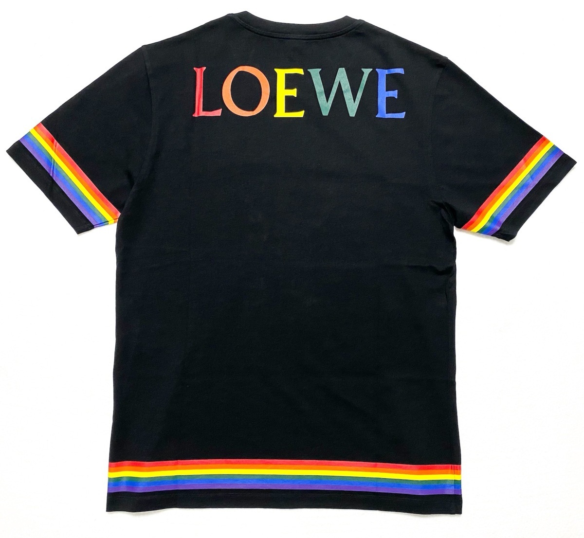 19SS 極美品 LOEWE ロエベ レインボー バックロゴ Tシャツ ブラック 