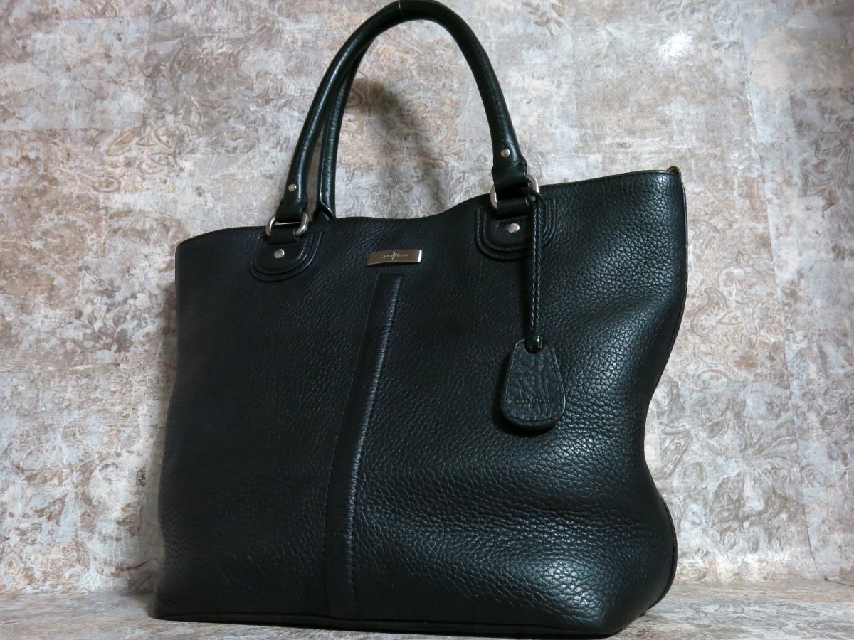 【現行☆美品】コールハーン トートバッグ 肩掛け A4可 レザー 黒 ビジネス □美品□COLE HAAN コールハーン□メンズ□レザー 本革□トート バッグ