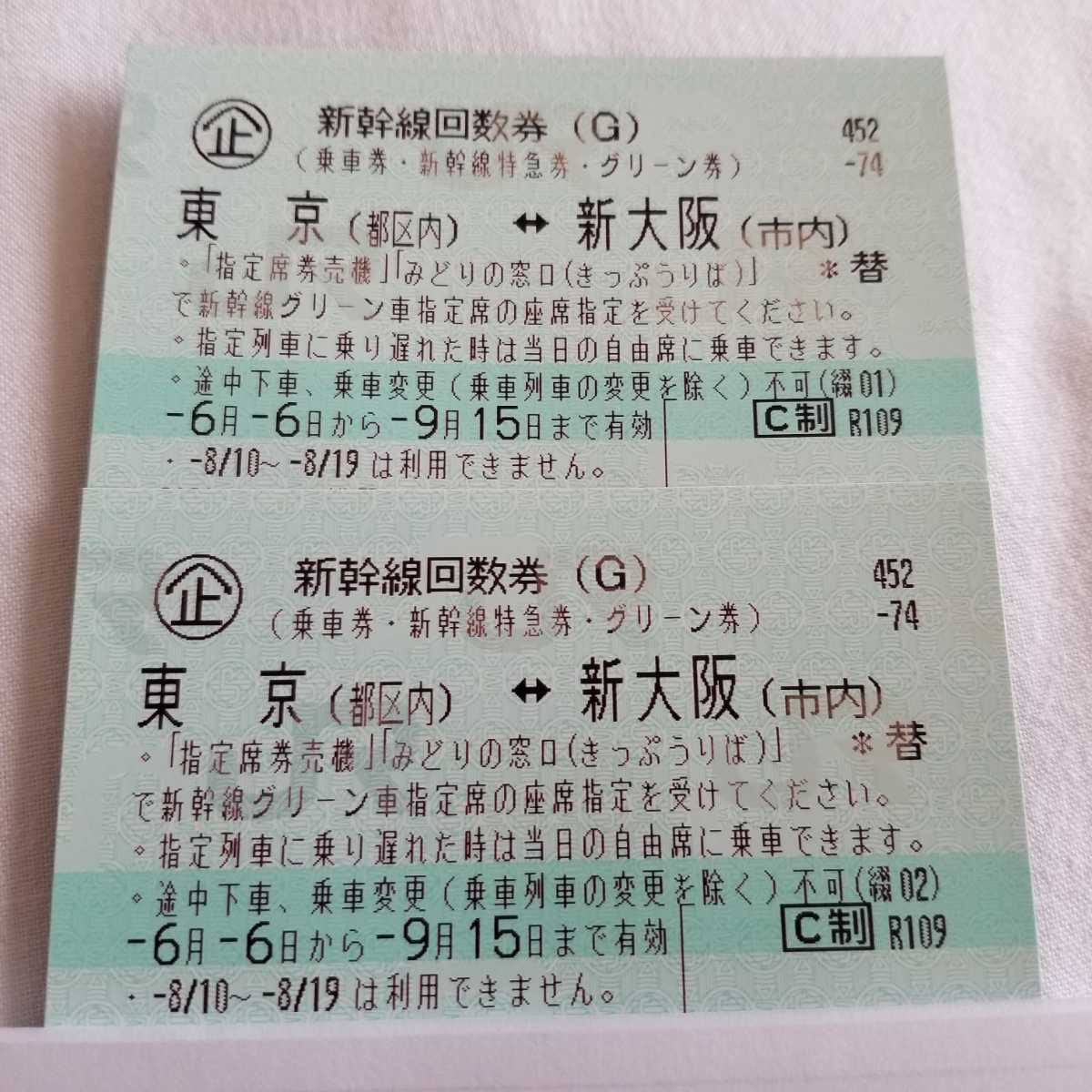 東京 新大阪 新幹線回数券 2枚セット 新幹線 回数券 公式通販 新大阪