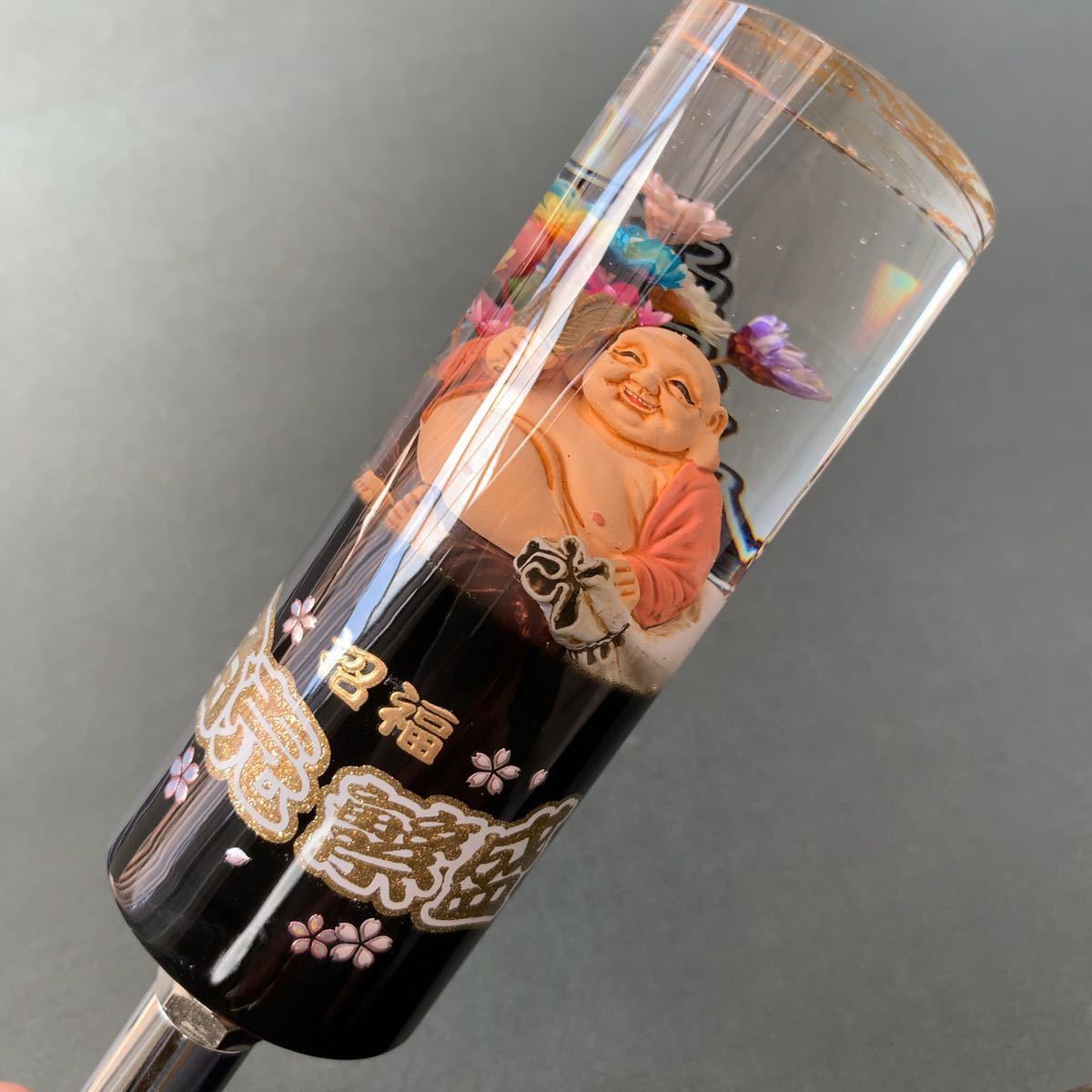 シフトノブ 12×1.25 商売繁盛 水中花❁︎達磨 鶴 濃茶 縁起物 水中