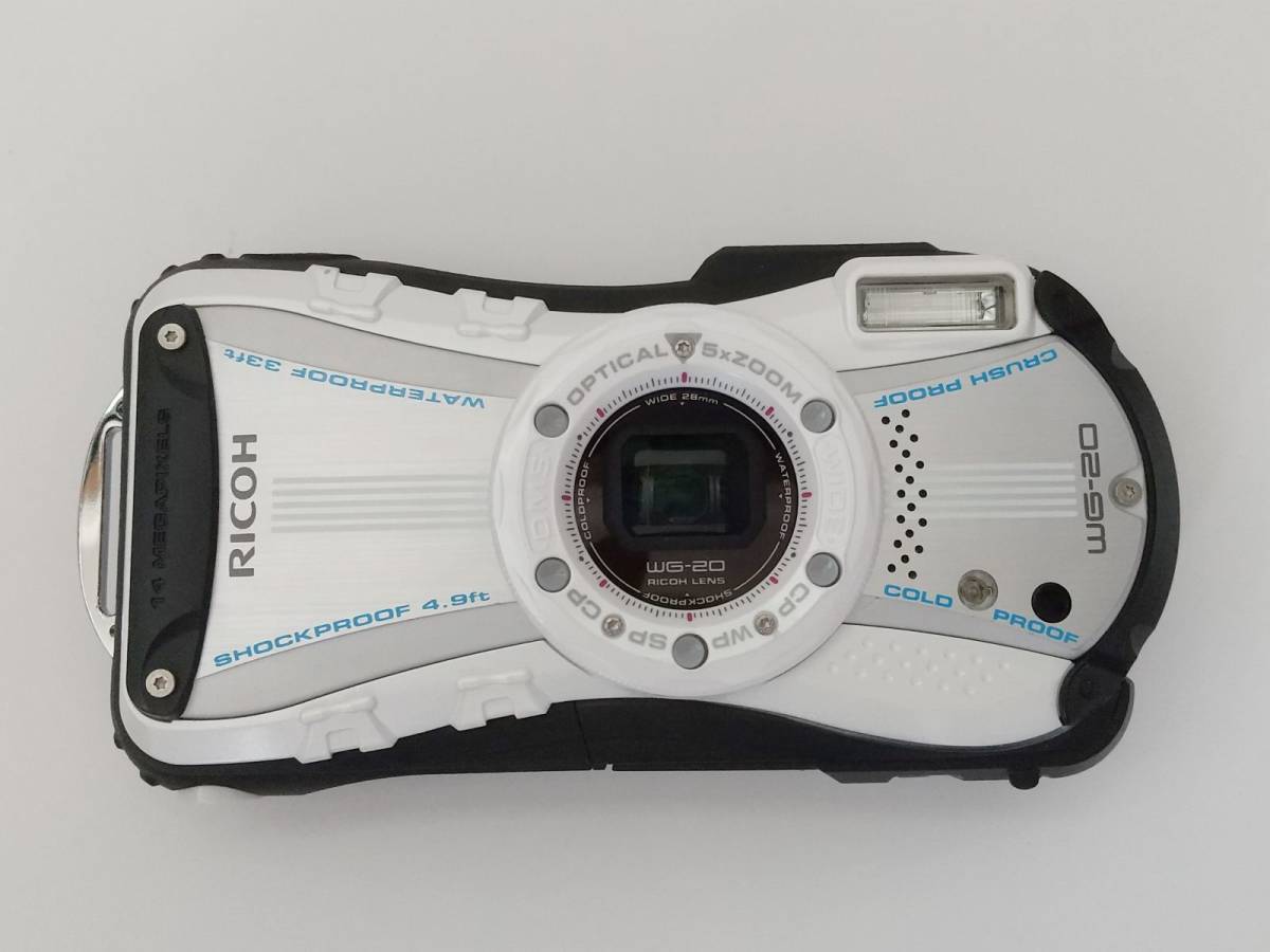 RICOH 美品 No004 WG-80 防塵 防水 デジタルカメラ WG-40wブルー 防水 