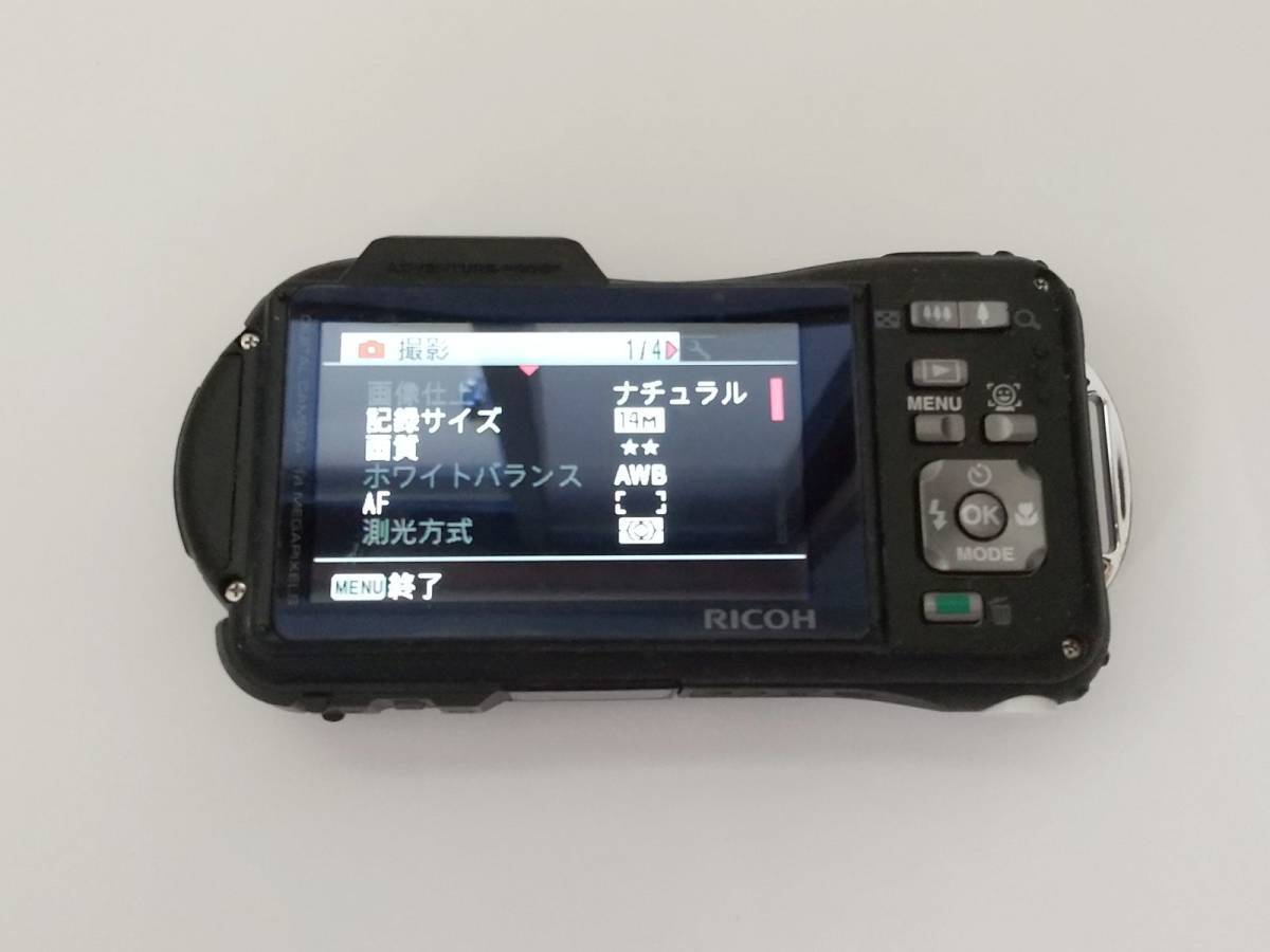 RICOH 美品 No004 WG-80 防塵 防水 デジタルカメラ WG-40wブルー 防水 