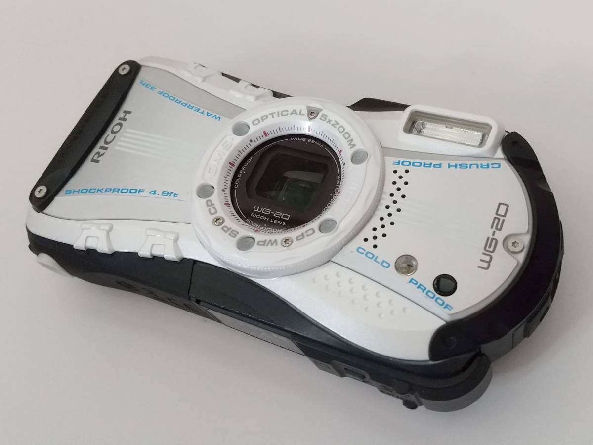 RICOH 美品 No004 WG-80 防塵 防水 デジタルカメラ WG-40wブルー 防水 