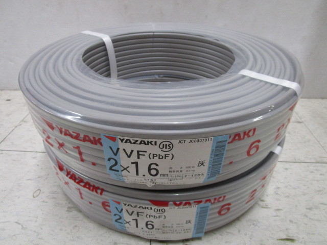 人気，爆買い H0622-5F/ YAZAKI 矢崎 VVFケーブル 2&times;1.6mm 計2巻セット 製造年月 20.05(電線)｜売買されたオークション情報、yahooの商品情報をアーカイブ公開 - オークファン 電線