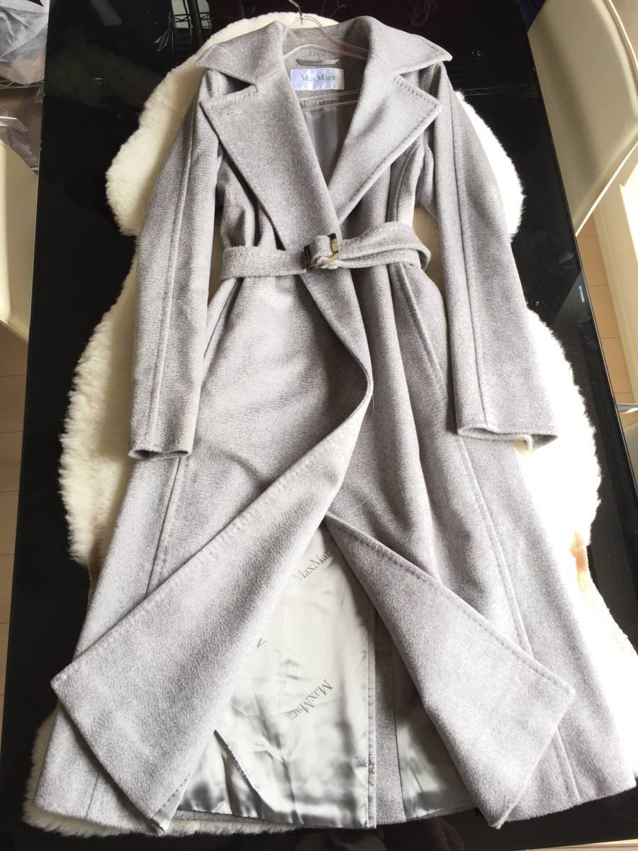 即決 MAXMARA マックスマーラ 最高峰 カシミヤ100％ ベルト付 ロング