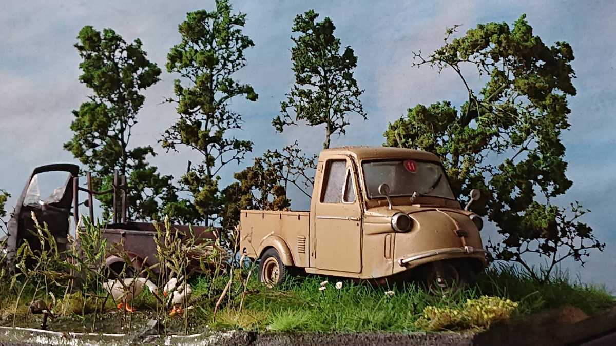 1⁄32 錆汚し加工 昭和レトロな風景 ミゼット 自作ジオラマ完成品 完成