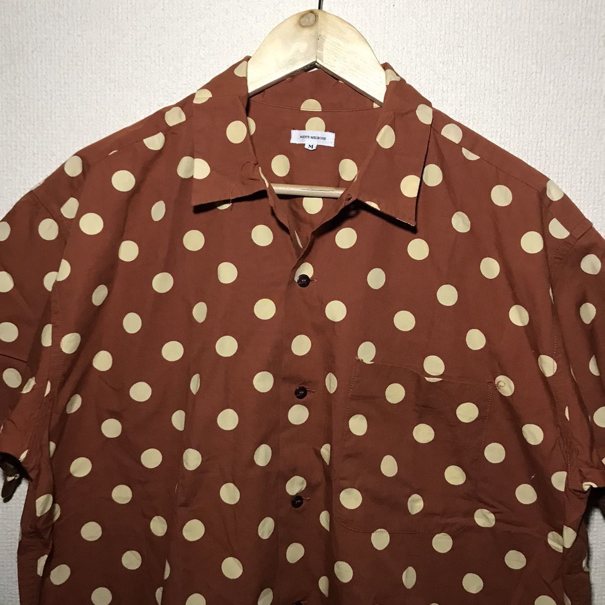 Men S Melrose メンズメルローズ メルローズ シャツ 半袖 半袖シャツ 柄シャツ 総柄 水玉 ドット 開襟 コットン 茶系 M A0402fb237 男性用 売買されたオークション情報 Yahooの商品情報をアーカイブ公開 オークファン Aucfan Com