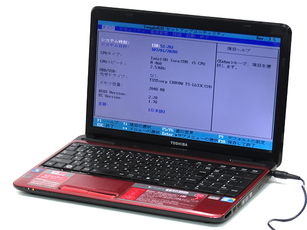 ジャンク ACなし 東芝 dynabook T350/36AR Core i5 460M 2GB 15.6