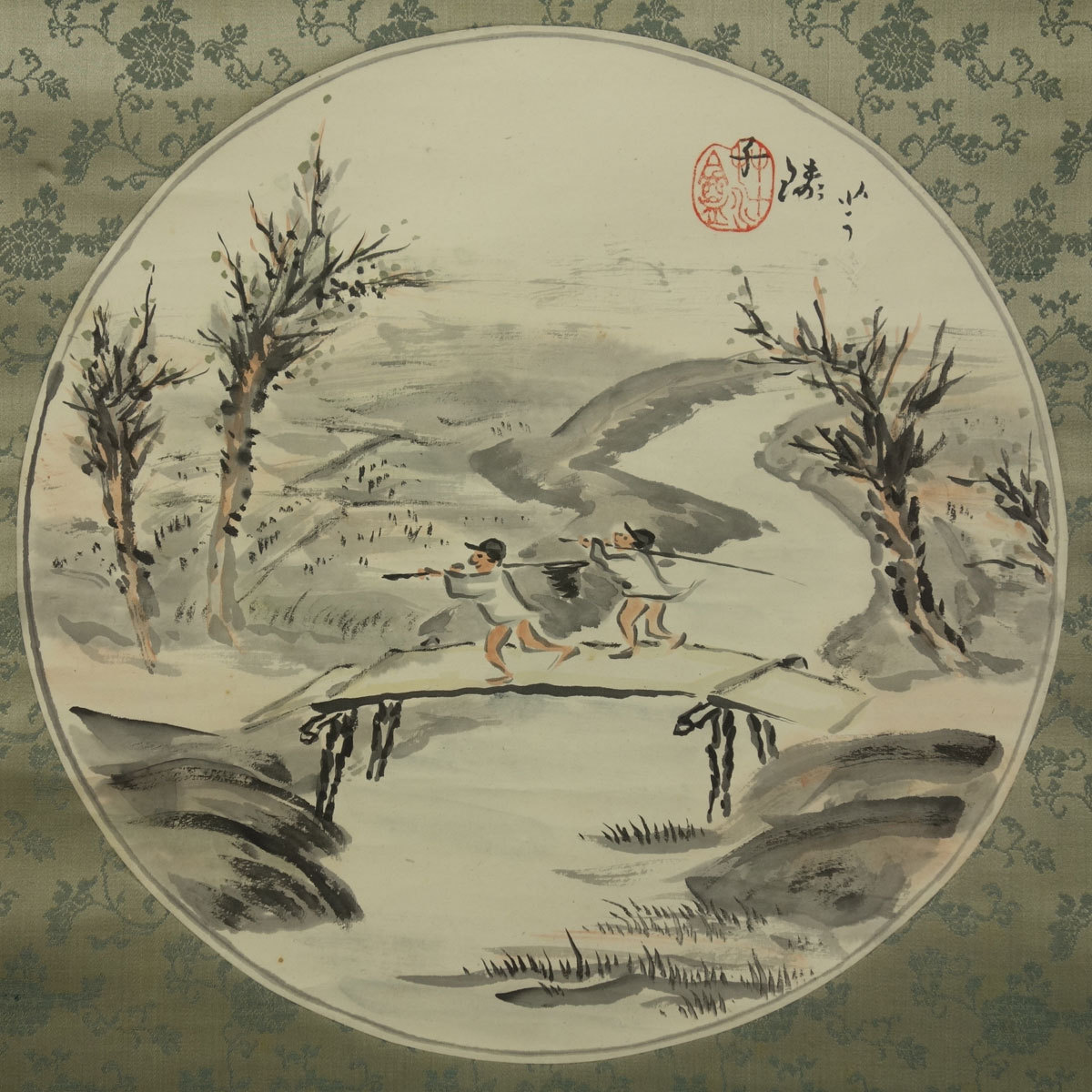 インスタ 販売 【adva】【真作】□小川芋銭□湖上漁舟図自画賛□肉筆 