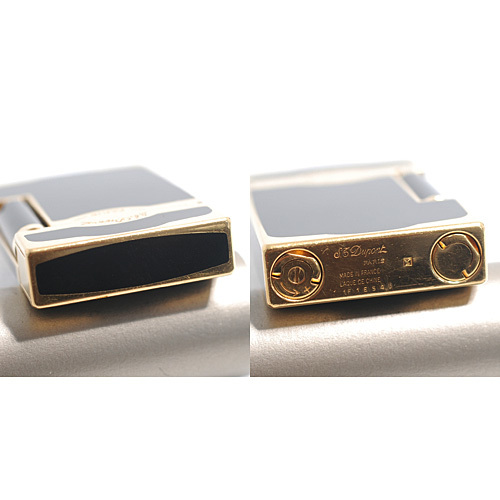 デュポン/ST DUPONT/ライン2/ガスライター/ゴールド×ブラックラッカー/オーバーホール済み 3カ月保障付(8053) ライン2 デュポン Dupont ブラックラッカー＆イエローゴールド Official ダイアモンドヘッド