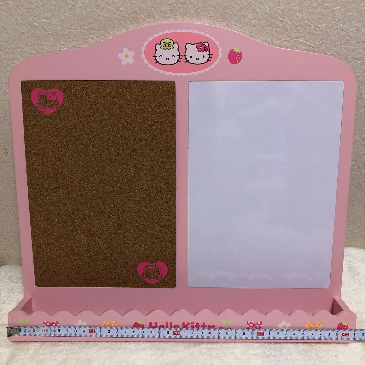 ハローキティ 2002年 木製 ホワイトボード＆コルクボード 伝言板 レトロ キティ◇ハローキティ◇伝言板◇ホワイトボード◇コルクボード◇2002年
