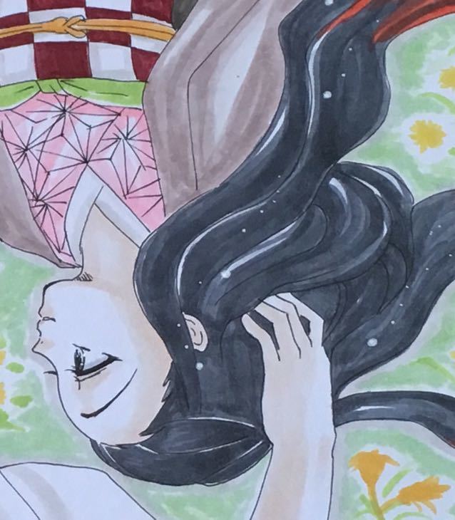 鬼滅の刃 手描きイラスト 不死川実弥 竃門禰豆子 さねねず(手描き
