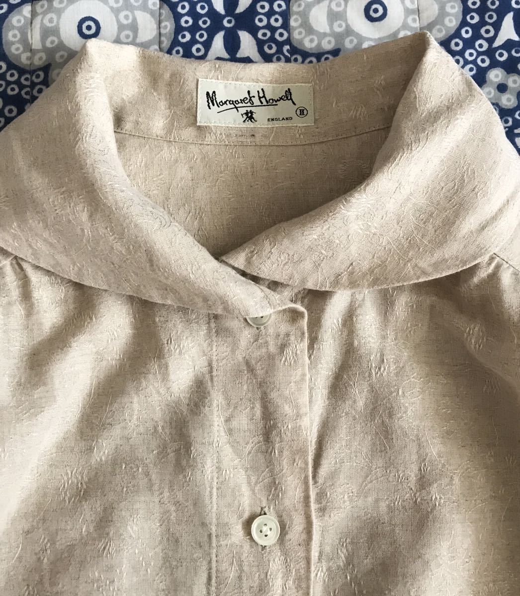 マーガレットハウエルリネンヘチマ襟ブラウスⅡ ホワイト