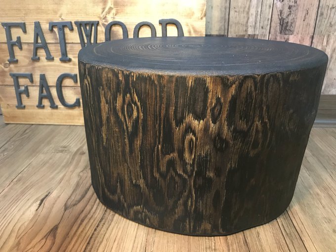 最低価格セール 【FatwoodFactory】焼燻し班目彫り栗木薪割り台