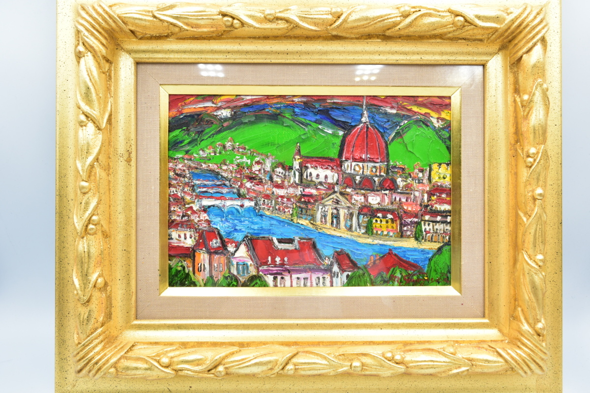 鈴木マサハル「FIRENZE フィレンツェ」 油彩 風景画 街並み 太陽 