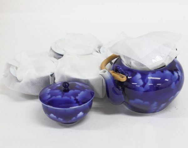 ★● 深川製磁 大牡丹 茶器揃 有田焼 5客セット 【未使用】 ●NOE6129 蓋つき湯呑 急須 宮内庁御用達