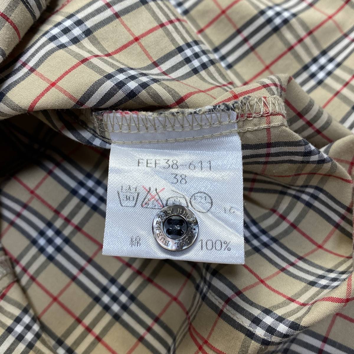 美品 BURBERRY BLUE LABEL バーバリー ブルーレーベル ノバチェック シャツ 38 ベージュ レディース 定番 三陽商会 送料198円 20-0727 LABEL BLUE BURBERRY フレアトレンチ 》BURBERRY ブルーレーベル（バッグ・小物・ブランド雑貨