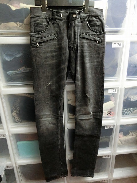 BALMAIN デニム ジーンズ パンツ 28 ブラック #T511-B316 バルマン