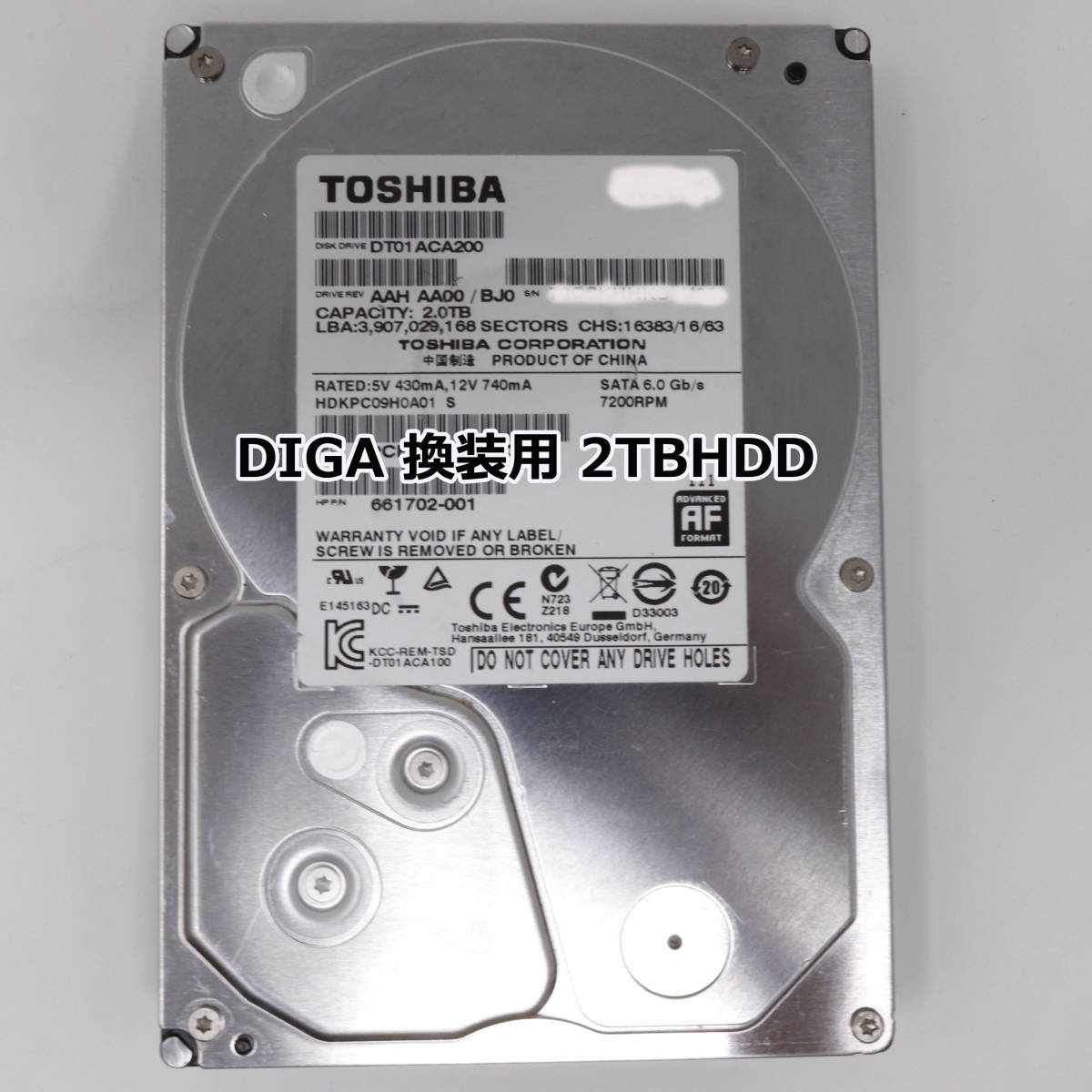 使用11535時間 2TBHDD DIGA換装用 DMR-BWT510 BZT600 BZT710 BZT720