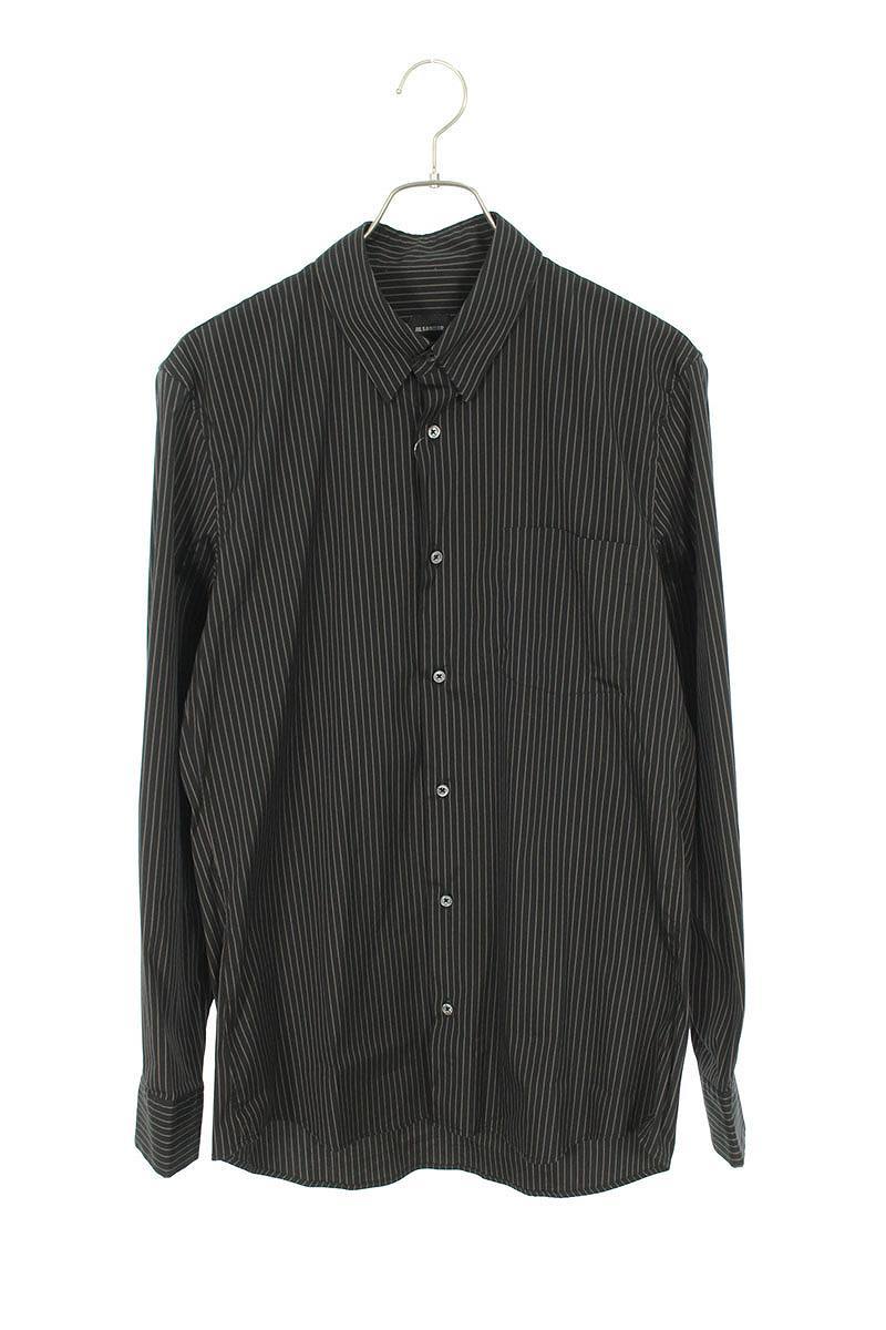 ジルサンダー JILSANDER ストライプ長袖シャツ 39 ブラック 【5180_2