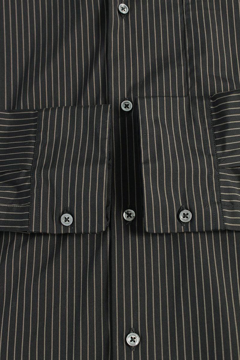 ジルサンダー JILSANDER ストライプ長袖シャツ 39 ブラック 【5180_2