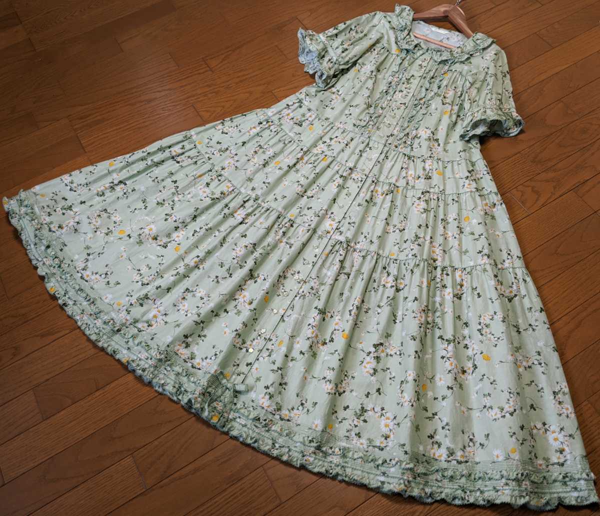 ピンクハウス マーガレットリースpt ワンピース 薄荷 PINKHOUSE 美品  