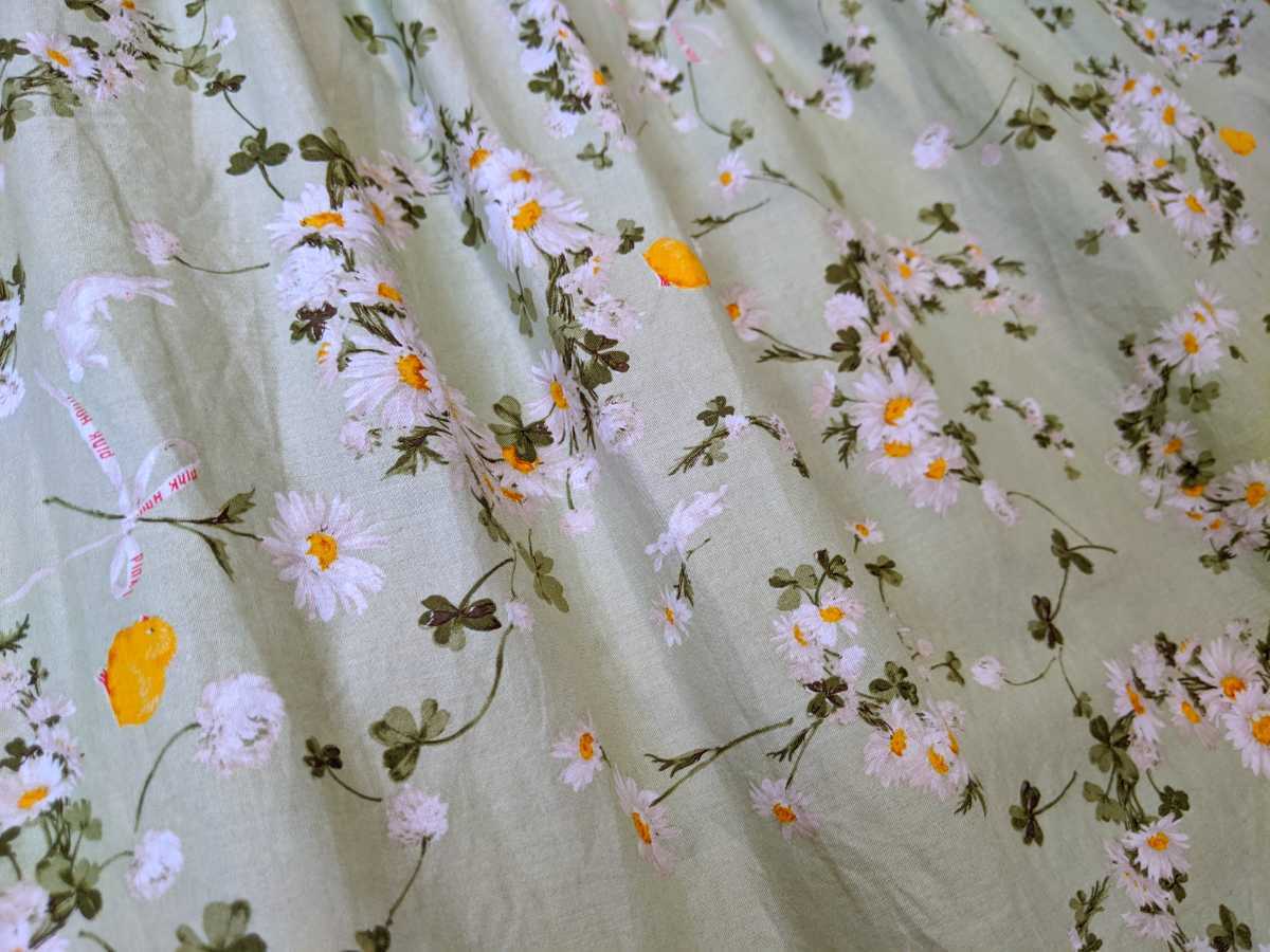 ピンクハウス マーガレットリースpt ワンピース 薄荷 PINKHOUSE 美品  