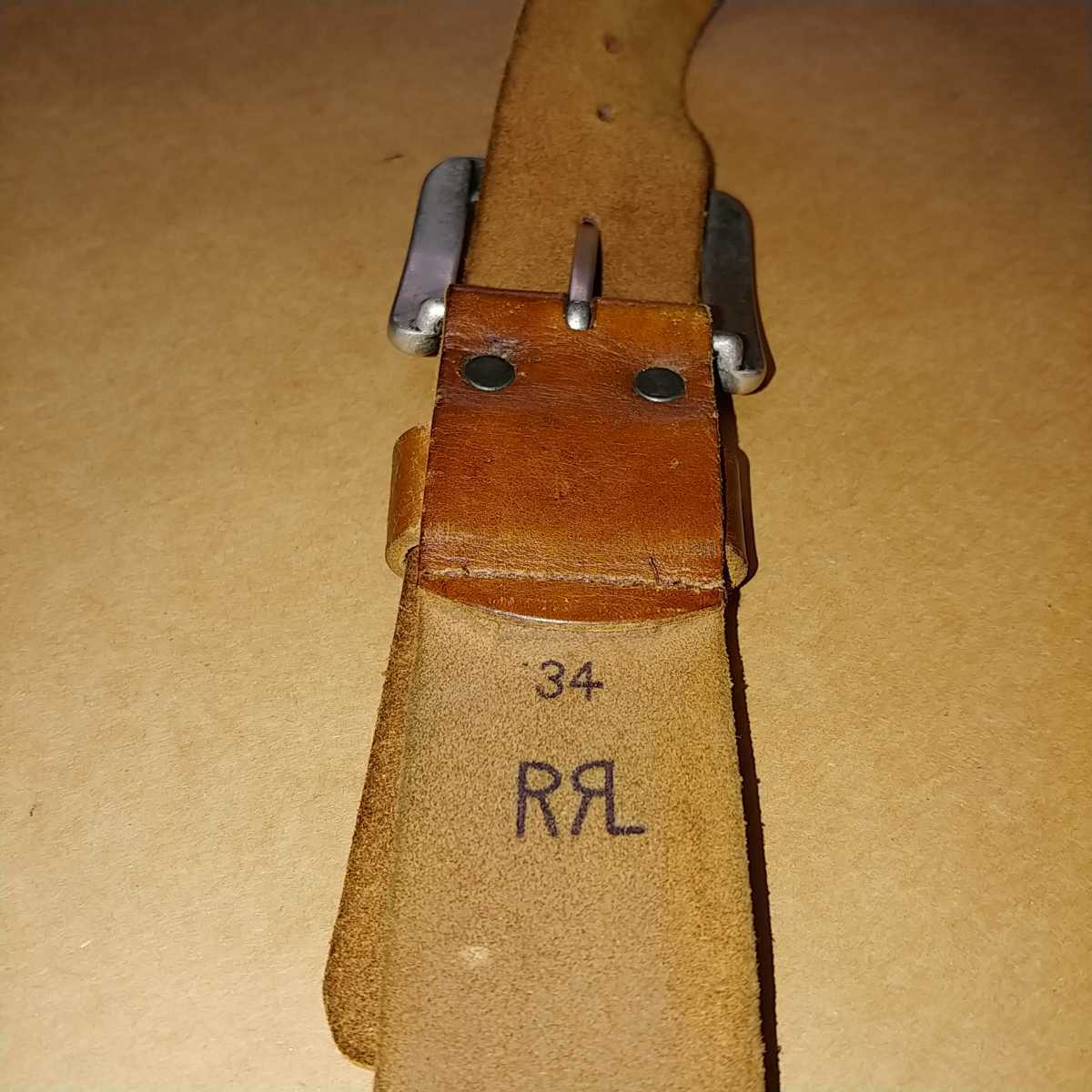 32メキシコ製 RRL レザーベルト レザーカービングネイティブ柄ベルト