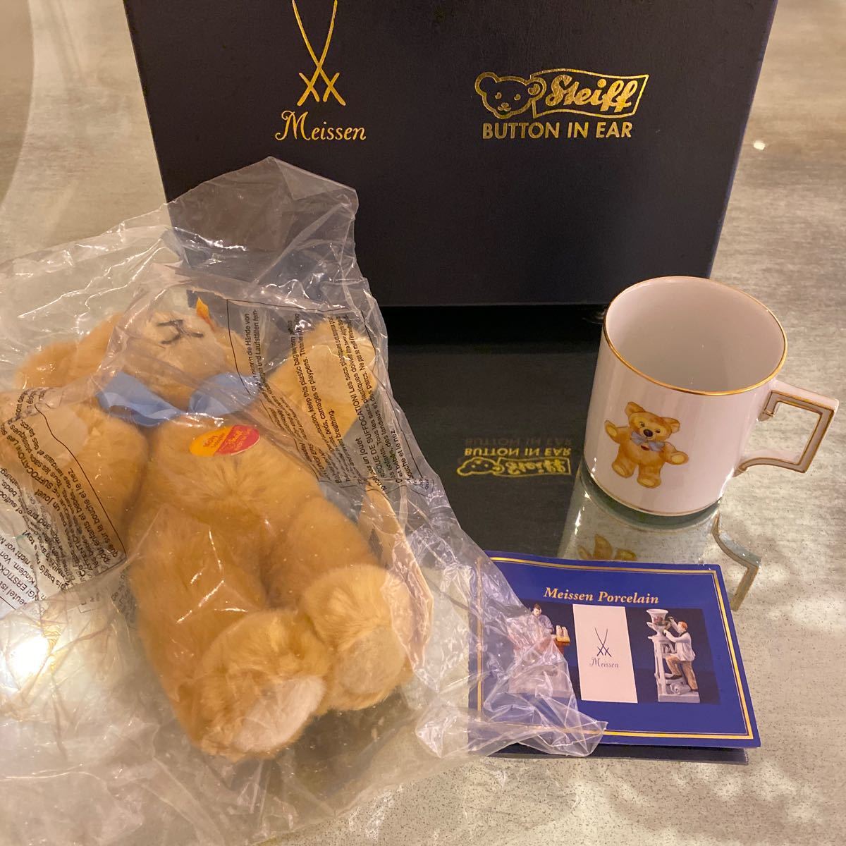 マイセン×シュタイフ☆コラボ☆テディベアー＆マグカップのセット