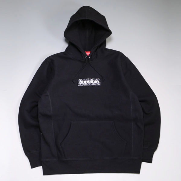 未使用品 19aw Supreme Bandana Box Logo Hooded Sweatshirt L Black