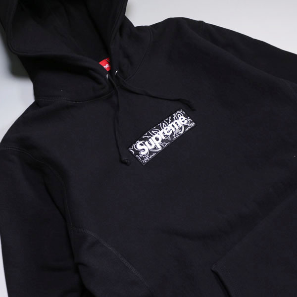 未使用品 19aw Supreme Bandana Box Logo Hooded Sweatshirt L Black