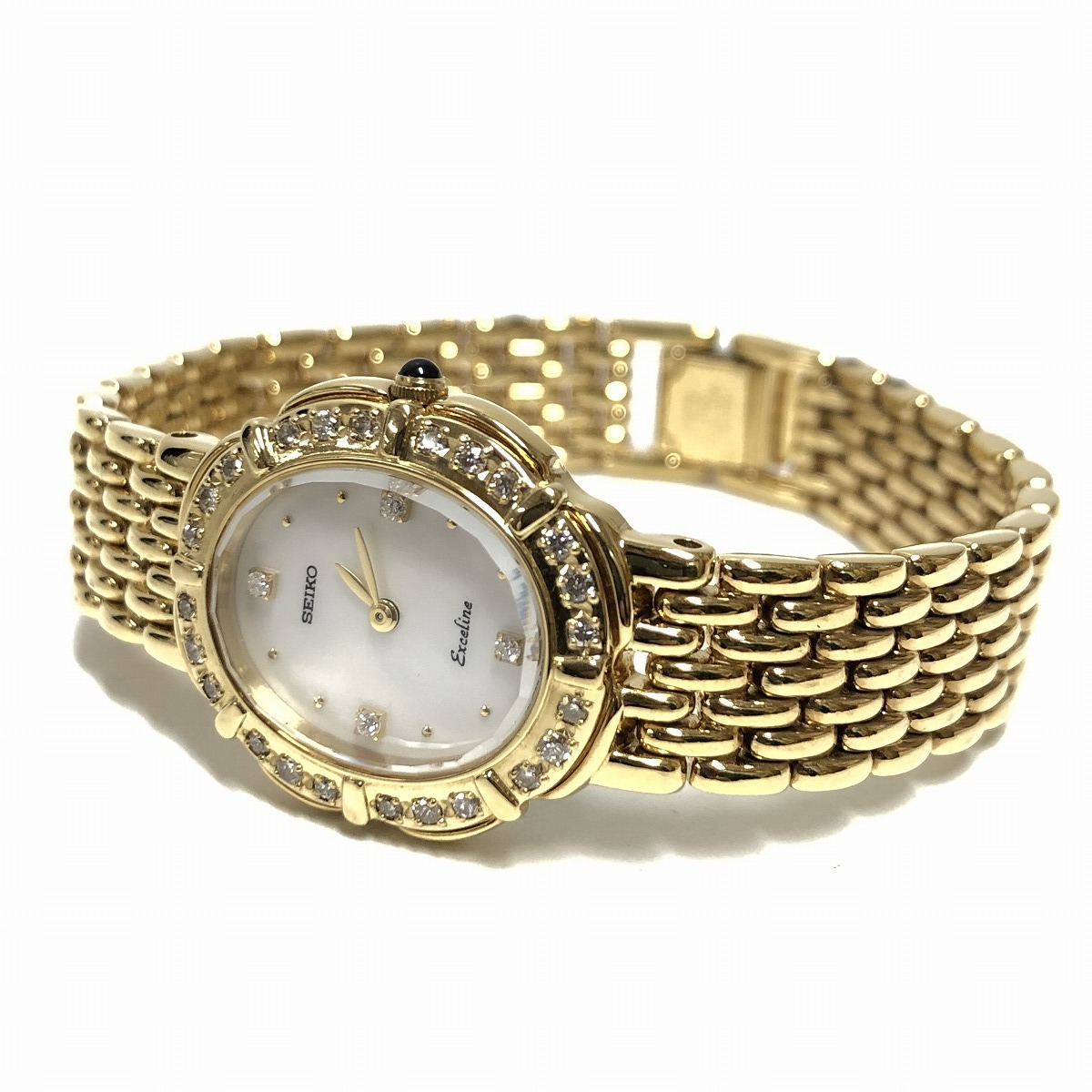 中古】セイコー 腕時計 エクセリーヌ 5A50-5190 ダイヤベゼル カット