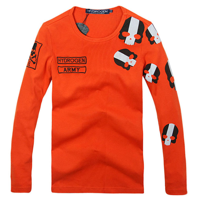 新品◆【格好いい】◆【通気品】メンズ長袖ＴシャツHYDROGENハイドロゲンシャツオレンジＬ