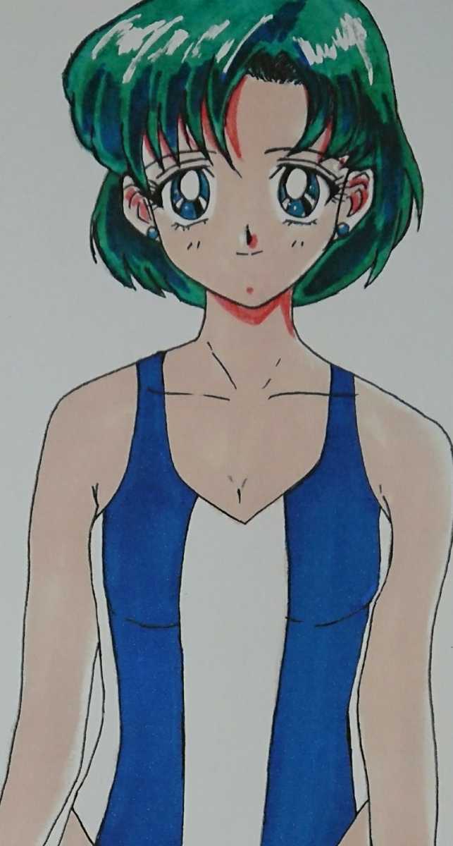 水野亜美 素顔のセーラーマーキュリー のエッチな水着姿のイラスト 美少女戦士セーラームーンの キャラクターのセクシーなイラスト 手描きイラスト 売買されたオークション情報 Yahooの商品情報をアーカイブ公開 オークファン Aucfan Com