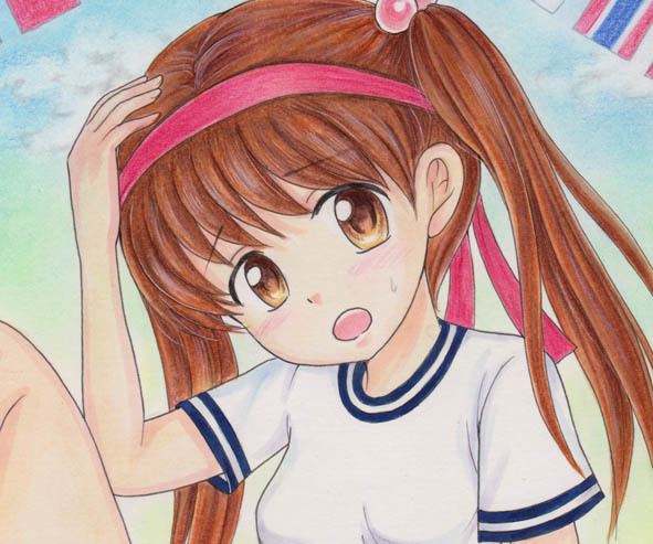 手描きイラスト☆綾瀬花日 転んじゃった…☆12歳。(手描きイラスト