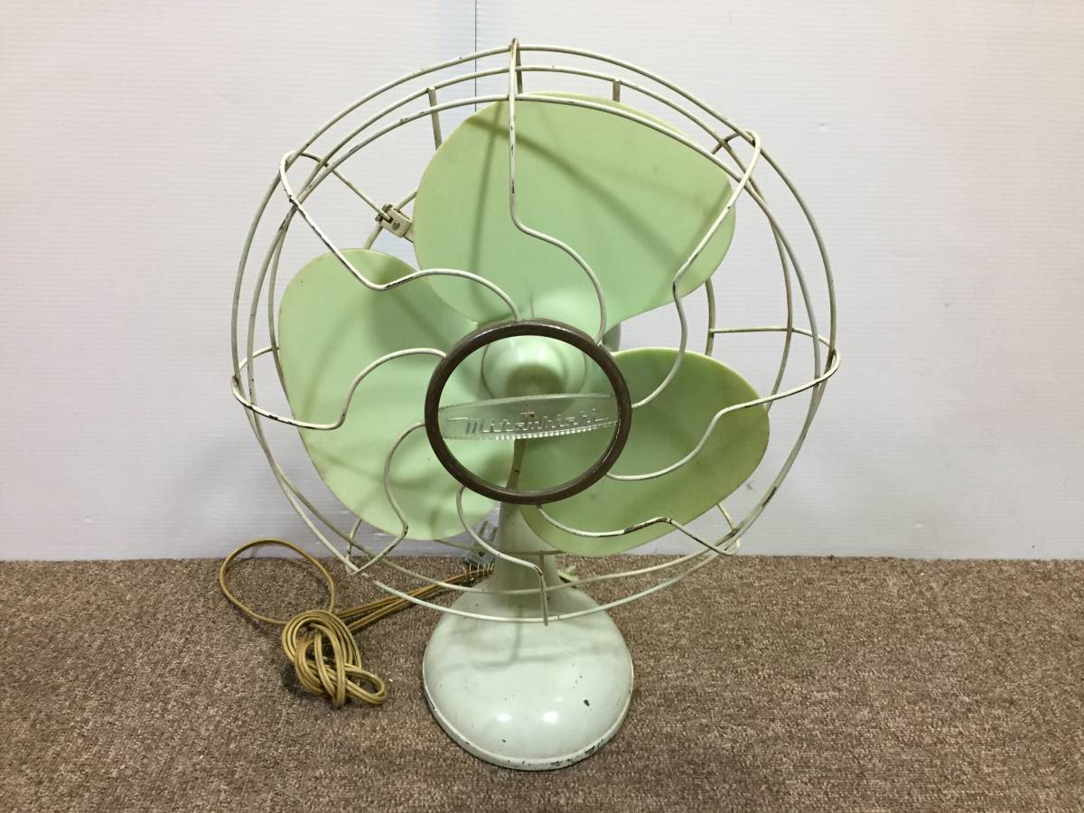 MITSUBISHI 三菱 レトロ扇風機 3枚羽 グリーン ジャンク品 ,MITSUBISHI
